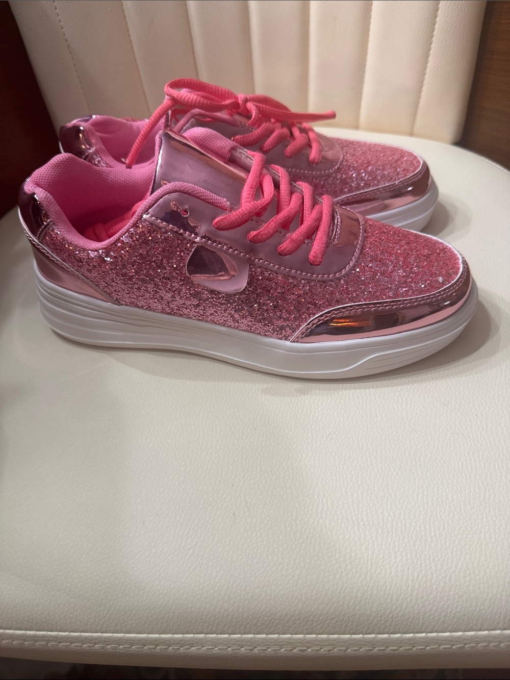 Women’s Pink Glitter Platform Sneakers